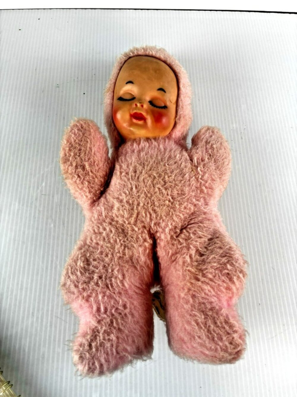 Wind Up Musical Doll Brahms Lullaby Rubber Face Pink Commonwealth Toy VTG